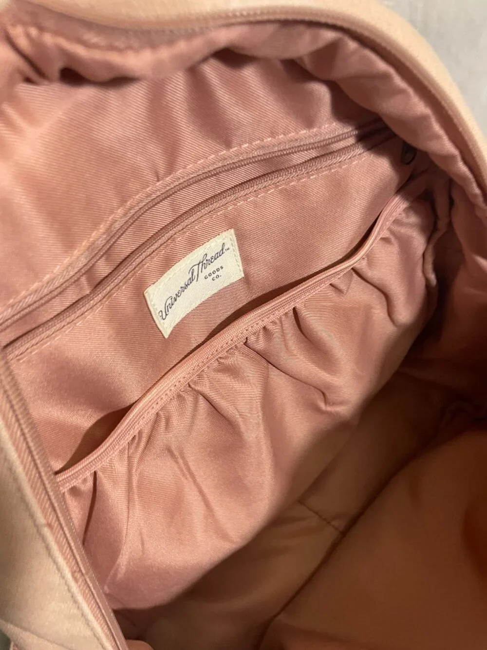 Universal Thread Pink Canvas Backpack Tan Faux Leather Trim 16” School Travel